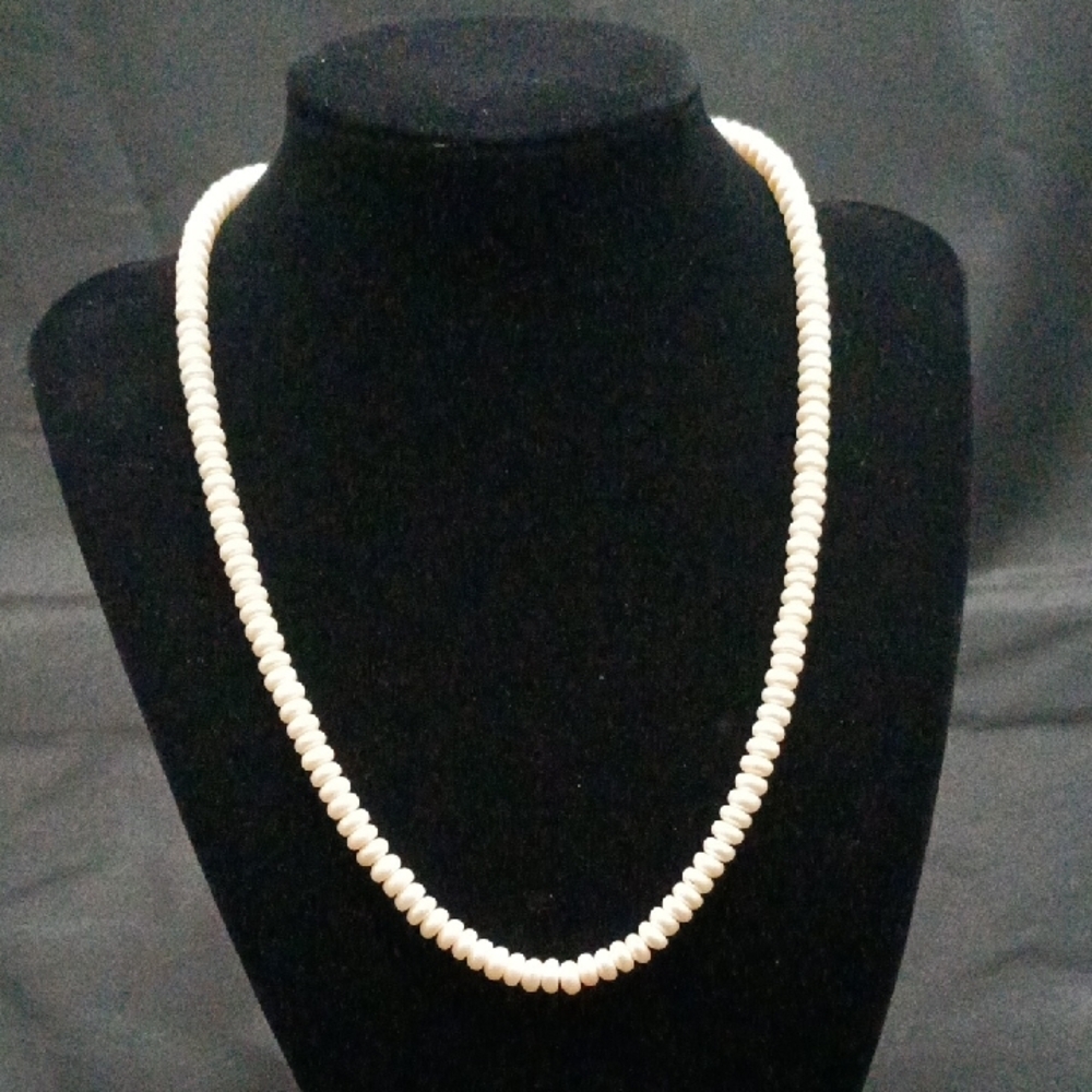 10K Gold Button Pearl Strand Necklace